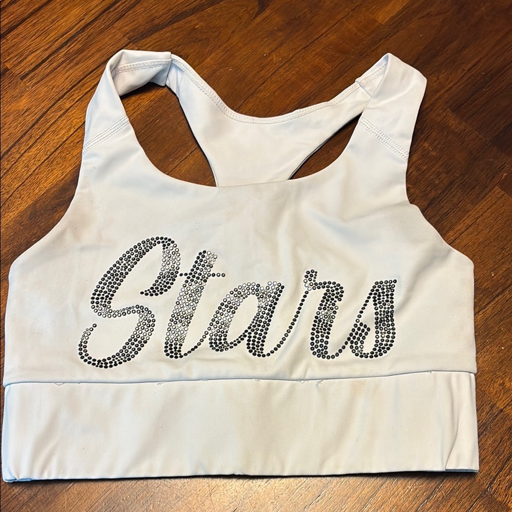 White Sports Bra with Sparkling Stars Design